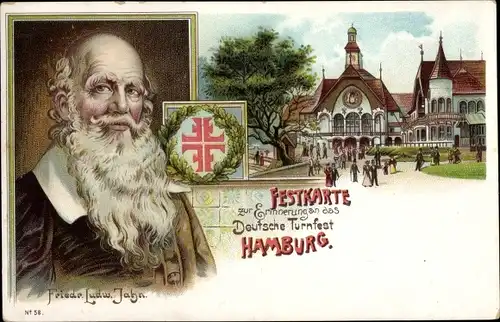 Litho Hamburg, Deutsches Turnfest 1898, Turnvater Jahn