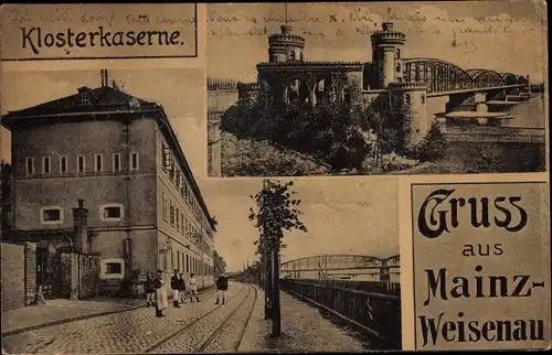 Ak Weisenau Mainz in Rheinland Pfalz, Klosterkaserne, Brücke