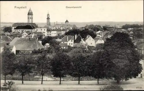 Ak Kożuchów Freystadt Niederschlesien, Totalansicht, Kirche