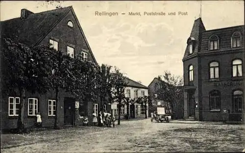 Ak Rellingen in Holstein, Markt, Poststraße, Postamt