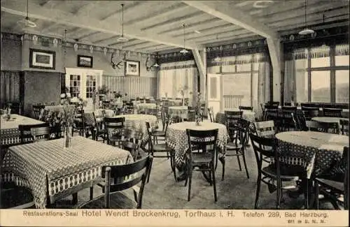 Ak Torfhaus Altenau Schulenberg Clausthal Zellerfeld im Oberharz, Hotel Wendt Brockenkrug, Innen