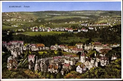 Ak Karlovy Vary Karlsbad Stadt, Totalansicht der Ortschaft