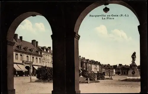 Ak Bacqueville en Caux Seine Maritime, La Place