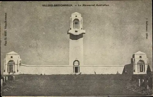 Ak Villers Bretonneux Somme, Le Memorial Australien, Monument, Inauguration