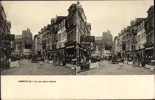 Stereo Ak Abbeville Somme, La Rue Albert Cendre