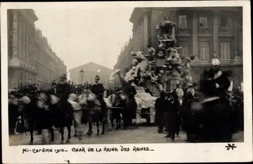 Ak Paris, Fete de Mi Careme 1910, Char de la Reine des Reines
