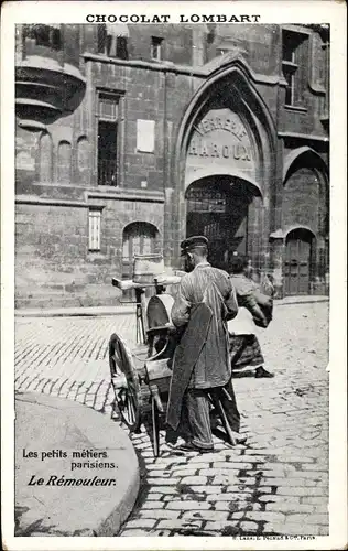 Ak Paris, Les petits metiers parisiens, le Remouleur, Schleifer mit Schleifstein