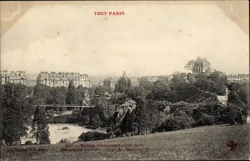 Ak Paris XIX Buttes Chaumont, Panorama pris de l'Allée du Labyrinthe
