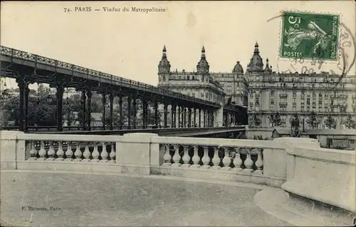 Ak Paris XVI Passy, Viaduc du Métropolitain