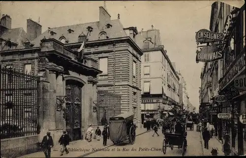 Ak Paris II, Bibliotheque Nationale, Rue des Petits Champs