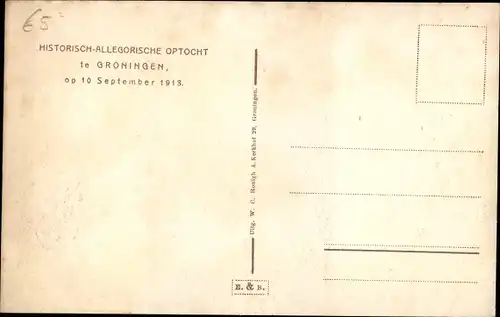 Ak Groningen Niederlande, Histoorisch Allegorische Optocht, 10.09.1913