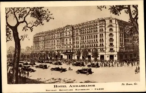 Ak Paris VIII., Hotel Ambassador, Nouveau Boulevard Haussmann