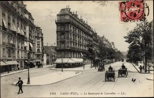 Ak Paris VIII., Le Boulevard de Courcelles, Kutschen