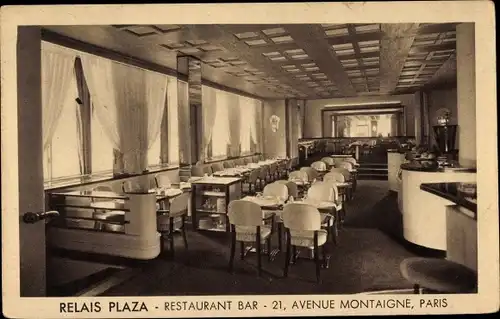 Ak Paris VIII., Relais Plaza, Restaurant, Avenue Montaigne, Innenansicht