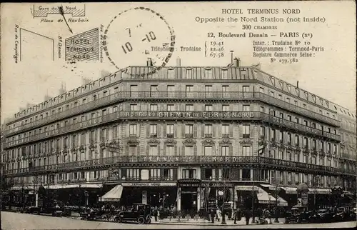 Ak Paris X., Hotel Terminus Nord, Boulevard Denain, Hotel du Chemin de Fer du Nord