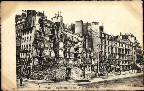 Ak Paris VIII., Evenements de la Commune 1871, Maisons de la Rue Royale incendiee