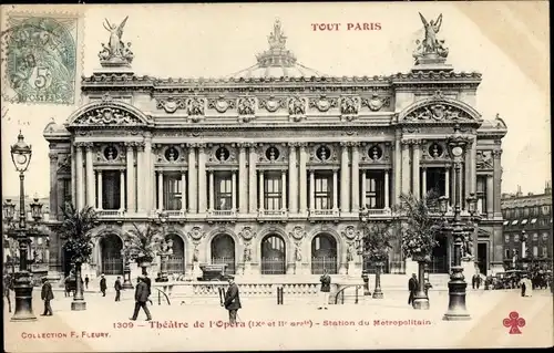 Ak Paris IX., Theatre de l'Opera, Station du Metropolitain