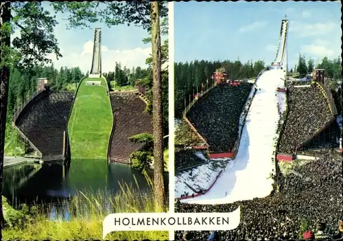 Ak Oslo Norwegen, Holmenkollen, Skisprungschanze