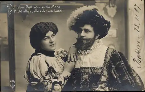 Ak Du lieber Gott, was so ein Mann nicht alles denken kann, Liebespaar