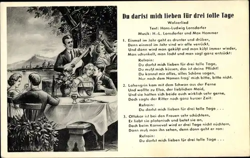 Lied Ak Du darfst mich lieben für drei tollle Tage, Lonsdorfer, Max Hammer, Rhein