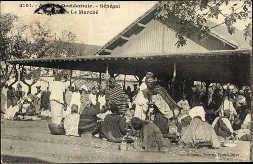 Ak Dakar Senegal, Afrique occidentale, Ansicht vom Marktleben, Le Marche