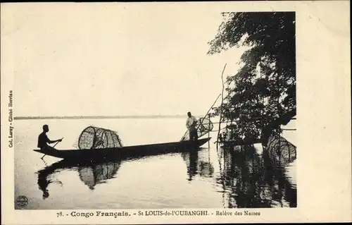 Ak Saint Louis de l'Oubanghi Franz. Kongo, Releve des Nasses