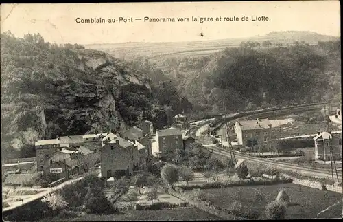 Ak Comblain au Pont Wallonien Lüttich Belgien, Panorama vers la gare et route de Liotte