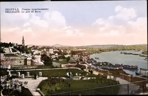 Ak Beograd Belgrad Serbien, Le port de Sava, Panorama