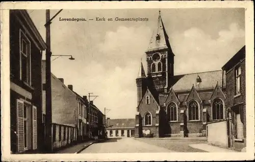 Ak Lovendegem Ostflandern, Kerk, Gemeenteplaats