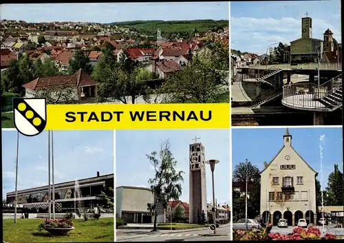 Ak Wernau am Neckar Kirche Rathaus Gesamtansicht