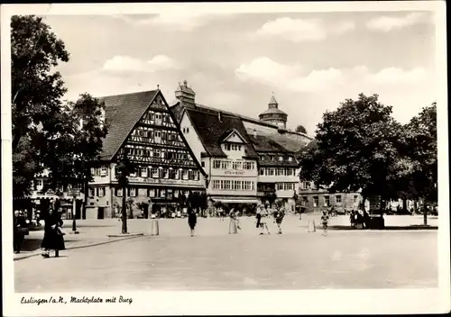 Ak Esslingen am Neckar Marktplatz Burg