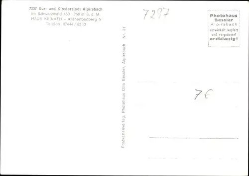 Ak Alpirsbach im Schwarzwald, Haus Keinath, Krähenbadberg 5