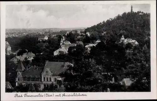 Ak Bad Freienwalde an der Oder, Teilansicht mit Aussichtsturm