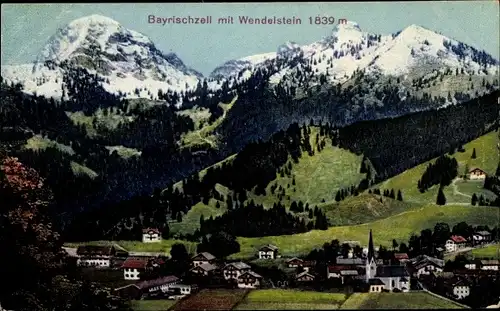 Ak Bayrischzell im Mangfallgebirge Oberbayern, Panorama mit Wendelstein