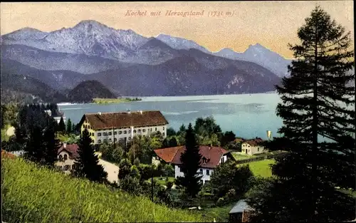 Ak Kochel am See in Oberbayern, Blick zum Herzogstand