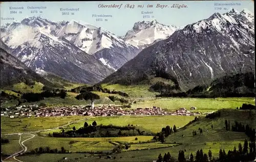 Ak Oberstdorf im Oberallgäu, Panoramablick zu den Alpen