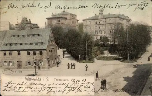 Ak Mittweida in Sachsen, Technikum, Ortspartie