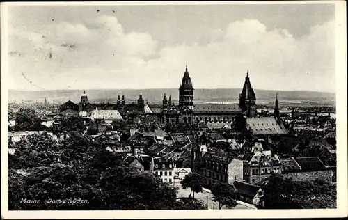 Ak Mainz am Rhein, Blick zum Dom von Süden