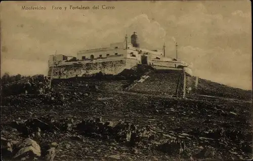 Ak Montevideo Uruguay, Faro y Fortaleza del Cerro