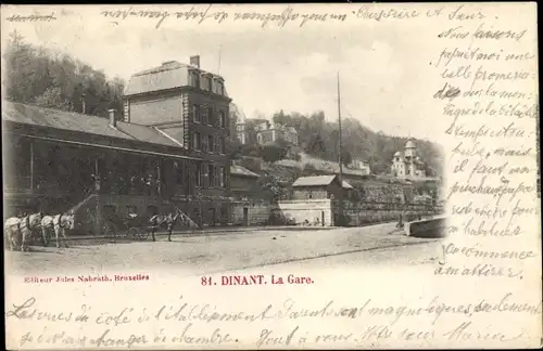 Ak Dinant Wallonien Namur, La Gare, Bahnhof, Straßenseite