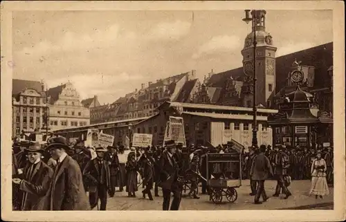 Ak Leipzig in Sachsen, Markt, altes Rathaus, Messe