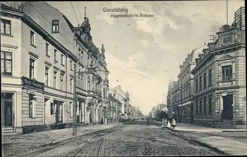 Ak Gevelsberg NRW, Hagener Straße mit Postamt