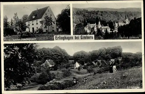 Ak Erlinghagen Marienheide bei Cimborn, Privat Pension Frielingsdorf, Schloss
