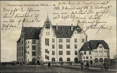 Ak Fürth in Mittelfranken Bayern, Pestalozzi Schulhaus