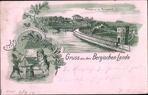 Litho Remscheid im Bergischen Land, Eschbachtalsperre, Zwerge am schmieden