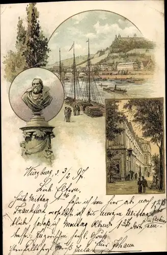 Litho Würzburg am Main Unterfranken, Straßenpartie