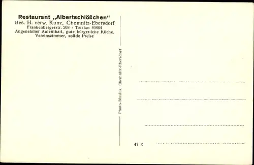 Ak Ebersdorf in Chemnitz Sachsen, Restaurant Albertschlößchen