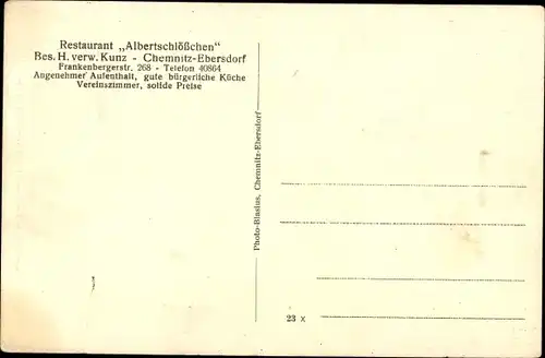 Ak Ebersdorf Chemnitz in Sachsen, Restaurant Albertschlösschen, Frankenbergerstraße 268