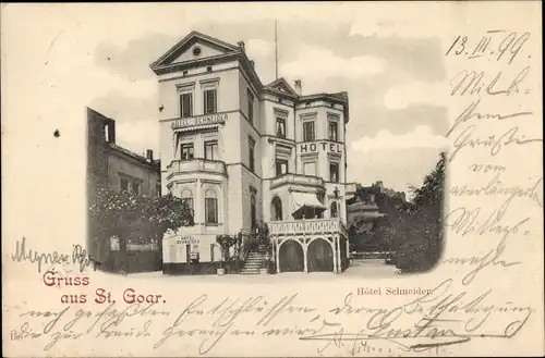 Ak St. Goar im Rhein Hunsrück Kreis, Außenansicht Hotel Schneider