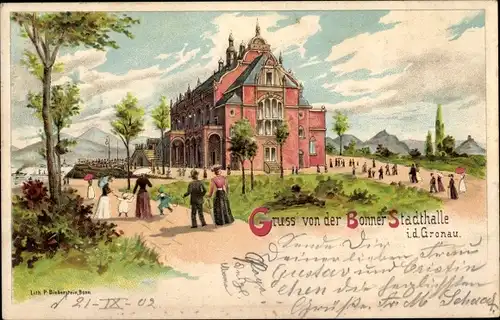 Litho Gronau Bonn in Nordrhein Westfalen, Partie an der Bonner Stadthalle